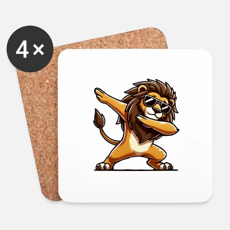 löwe comic dabbing - Untersetzer (4er-Set) - Weiß