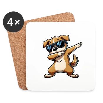 Dog Dabbing Comic - Coasters (set of 4) - white - Front