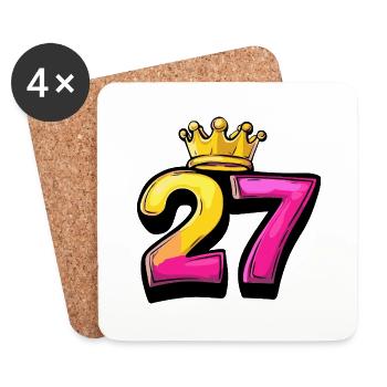 27 Zahl Krone - Untersetzer (4er-Set) - Weiß - Vorne