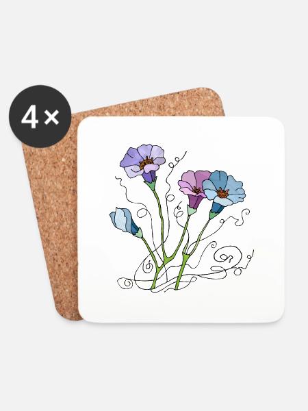 Blumen - Untersetzer (4er-Set) - Weiß