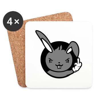Lapin Majeur Montrer Méchant Coquin Insultant - Dessous de verre (lot de 4) - blanc - Devant