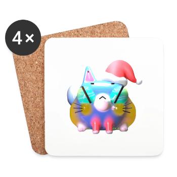 Miaui Christmas! - Untersetzer (4er-Set) - Weiß - Vorne