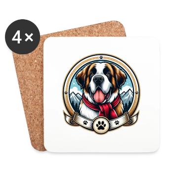 Logo du chien de Saint-Bernard - Dessous de verre (lot de 4) - blanc - Devant