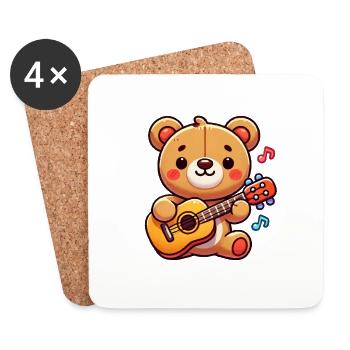 Guitare Teddy Bear - Dessous de verre (lot de 4) - blanc - Devant