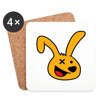 Lapin fou fou rire drôle confus - Dessous de verre (lot de 4) - blanc - Devant