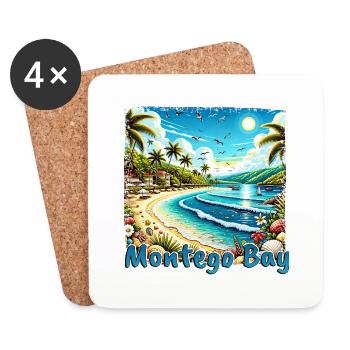 Montego Bay Jamaica Beach Palmiers Vacances Grunge - Dessous de verre (lot de 4) - blanc - Devant