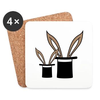 2 Bunnies Family Top Hat Magic Trick Child - Coasters (set of 4) - white - Front