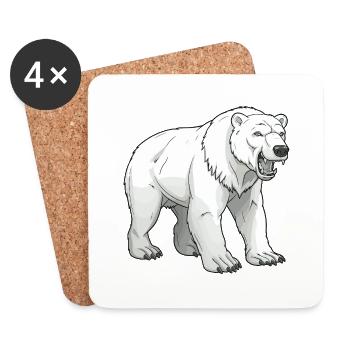 Ours polaire - Dessous de verre (lot de 4) - blanc - Devant