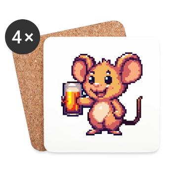 Mouse Pixel Beer - Coasters (set of 4) - white - Front