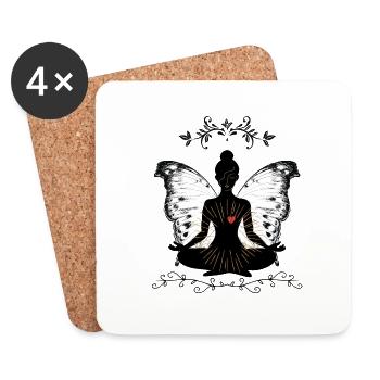 Meditationsengel - Untersetzer (4er-Set) - Weiß - Vorne