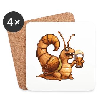 Schnecke Pixel Bier - Untersetzer (4er-Set) - Weiß - Vorne