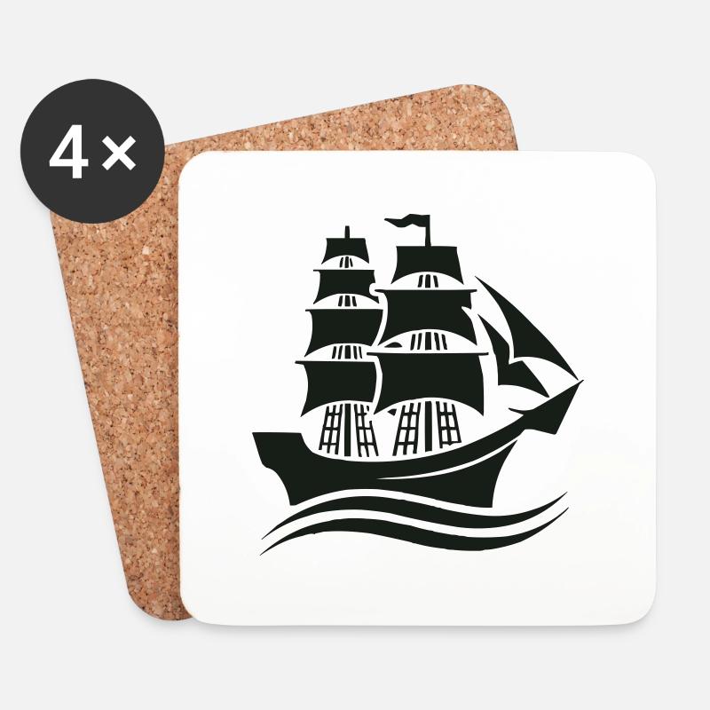 schiff - Untersetzer (4er-Set) - Weiß
