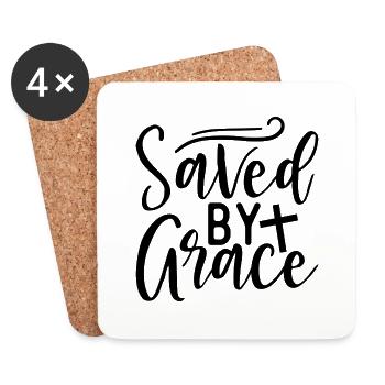 Saved by grace - Coasters (set of 4) - white - Front