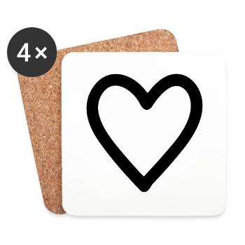 heart - Coasters (set of 4) - white - Front