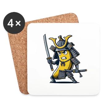 Samouraï de la banane - Dessous de verre (lot de 4) - blanc - Devant