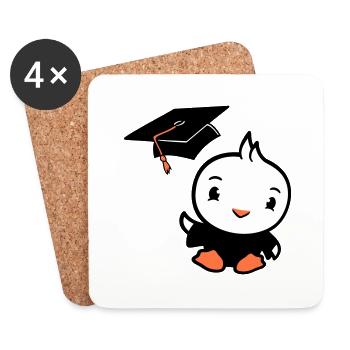 Bird Graduation College Graduation Hat School - Coasters (set of 4) - white - Front