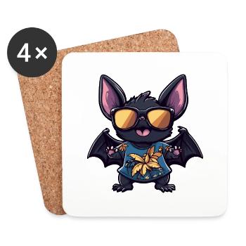 Chauve-souris drôle d’été - Dessous de verre (lot de 4) - blanc - Devant