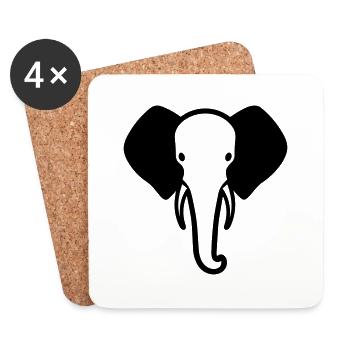 Elefant - Untersetzer (4er-Set) - Weiß - Vorne