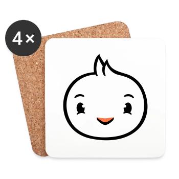 Bird Face Head Duck Cute Cute Friendly - Coasters (set of 4) - white - Front
