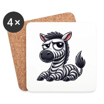 Zebra Cartoon lustiger Stier Comic - Untersetzer (4er-Set) - Weiß - Vorne