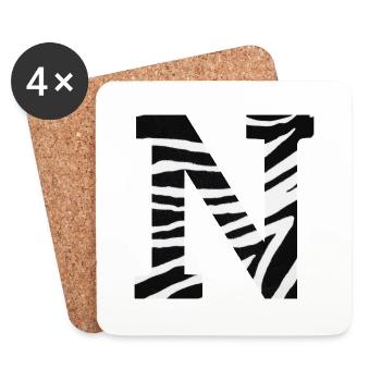 Buchstabe n Zebra - Untersetzer (4er-Set) - Weiß - Vorne