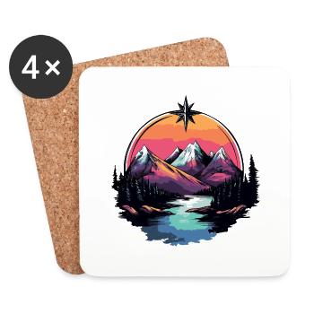 Mountains Nature Landscape - Coasters (set of 4) - white - Front