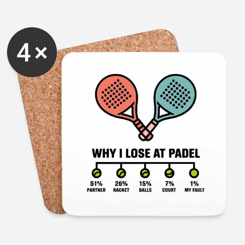 Why I lose at Padel 1 - Untersetzer (4er-Set) - Weiß