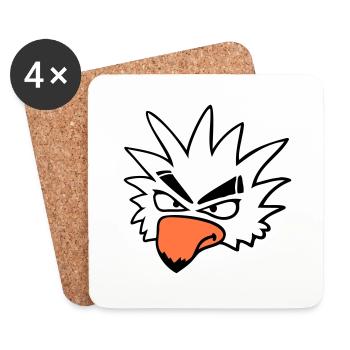 Weißer Papagei Vogel guckt böse cool ernst Comic - Untersetzer (4er-Set) - Weiß - Vorne