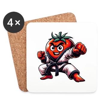 Karate Tomato Lustiger Martial Arts Spaß - Untersetzer (4er-Set) - Weiß - Vorne