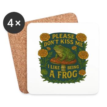 S’il te plaît, ne m’embrasse pas, j’aime être une grenouille - Dessous de verre (lot de 4) - blanc - Devant