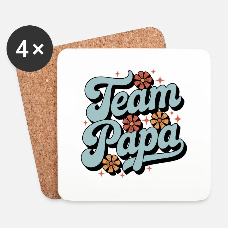 Team Papa Retro-T-Shirt - Untersetzer (4er-Set) - Weiß
