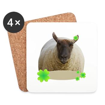 sweet sheep with clover lucky sheep luck - Coasters (set of 4) - white - Front