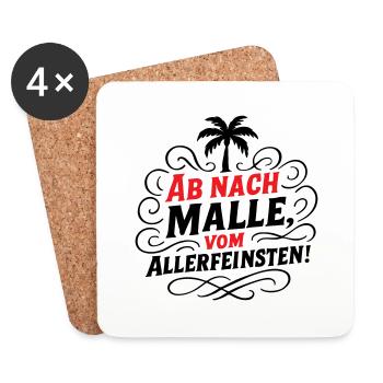 Ab Nach Malle Spruch - Untersetzer (4er-Set) - Weiß - Vorne