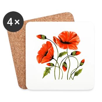 Blumen - Untersetzer (4er-Set) - Weiß - Vorne