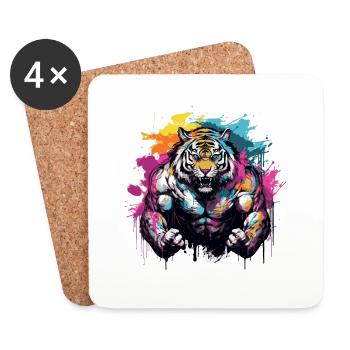 Muscles du tigre - Dessous de verre (lot de 4) - blanc - Devant