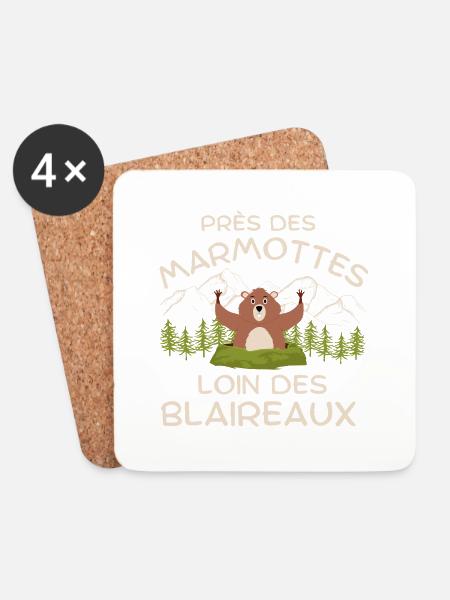 Marmotte humour paresse - Dessous de verre (lot de 4) - blanc