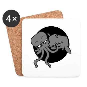 Octopus Whale 2 Fighting Deep Sea Monster Sea Monster - Coasters (set of 4) - white - Front