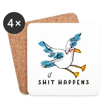 Shit Happens. Das nordige Shit-Shirt No1. - Untersetzer (4er-Set) - Weiß - Vorne
