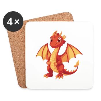 Dragon - Dessous de verre (lot de 4) - blanc - Devant