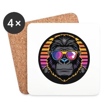 Gorilla Comic Cool - Coasters (set of 4) - white - Front