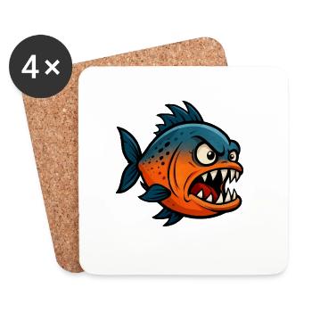 Piranha Comic - Coasters (set of 4) - white - Front
