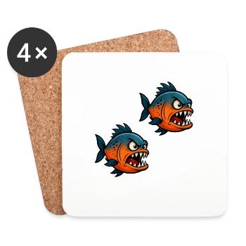 Piranha Bande dessinée 2 - Dessous de verre (lot de 4) - blanc - Devant
