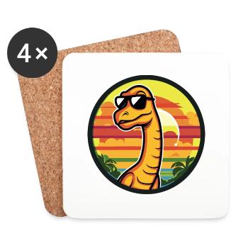 Dinosaur brontosaurus comic - Coasters (set of 4) - white - Front