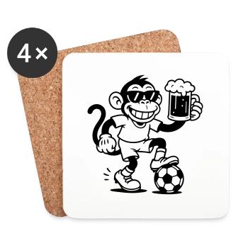Beer Monkey Football - Coasters (set of 4) - white - Front