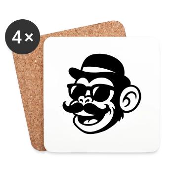 Affe Sir Mustache - Untersetzer (4er-Set) - Weiß - Vorne