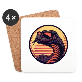 Serpent Cobra Bande Dessinée Cool - Dessous de verre (lot de 4) - blanc - Devant