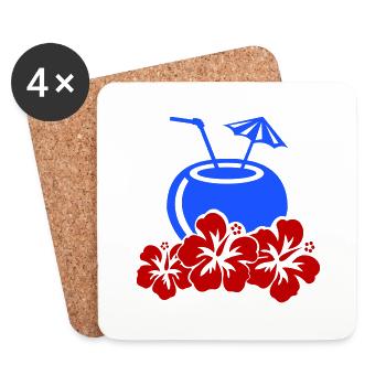 Cocktail Hibiscus - Coasters (set of 4) - white - Front