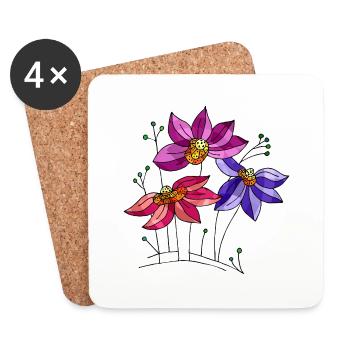 Flowers - Coasters (set of 4) - white - Front