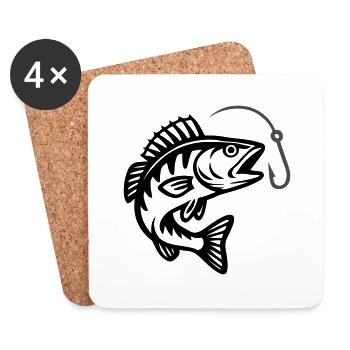 Pêche au brochet - Dessous de verre (lot de 4) - blanc - Devant