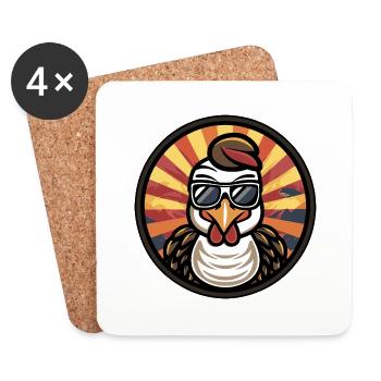 Rooster Turkey - Coasters (set of 4) - white - Front